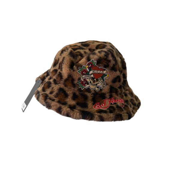 Ed Hardy Leopard Faux Fur Bucket Hat NWT - Picture 1 of 5